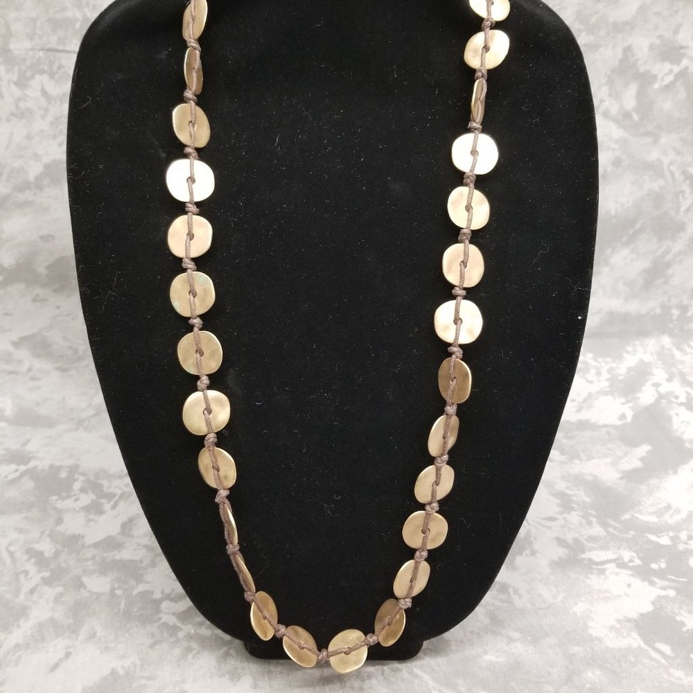 Premier Designs Disc Necklace - Goldtone & Brown